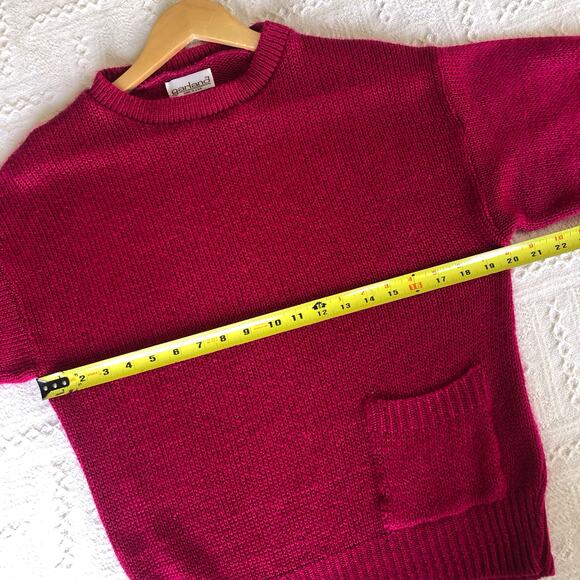 VTG Garland Knit Sweater L 70s 80s Raspberry Pink Boxy USA Made Minimalist - Picture 8 of 8